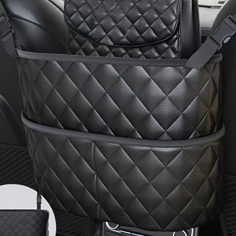 

Versatile Car Seat Organizer Bag - Pu Leather, Ideal For Phones, Purses & Documents