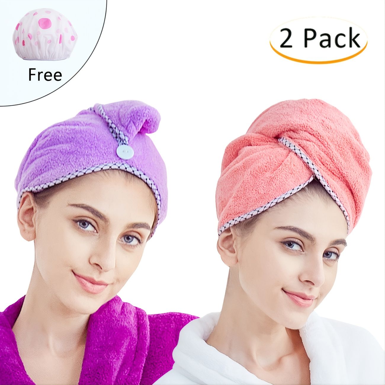 2pcs Hair Towel Hair Drying Towel Fast Drying Hair Cap - Home & Kitchen -  Temu
