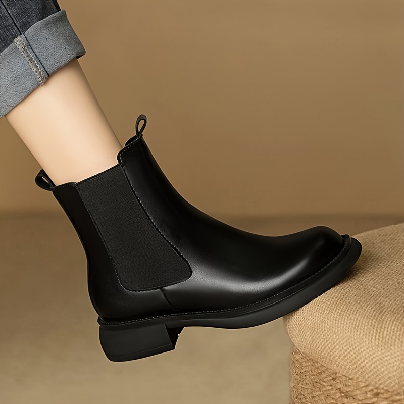 Chunky Chelsea Boots For Women Black Short Boots Classic British Style Womens Ankle Boots And Booties | 90 Days Buyer Protection | Temu