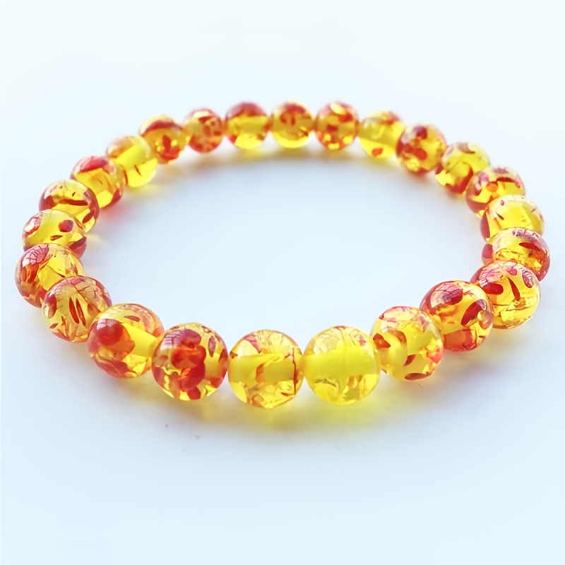 Men's Amber Crystal Beaded Bracelet