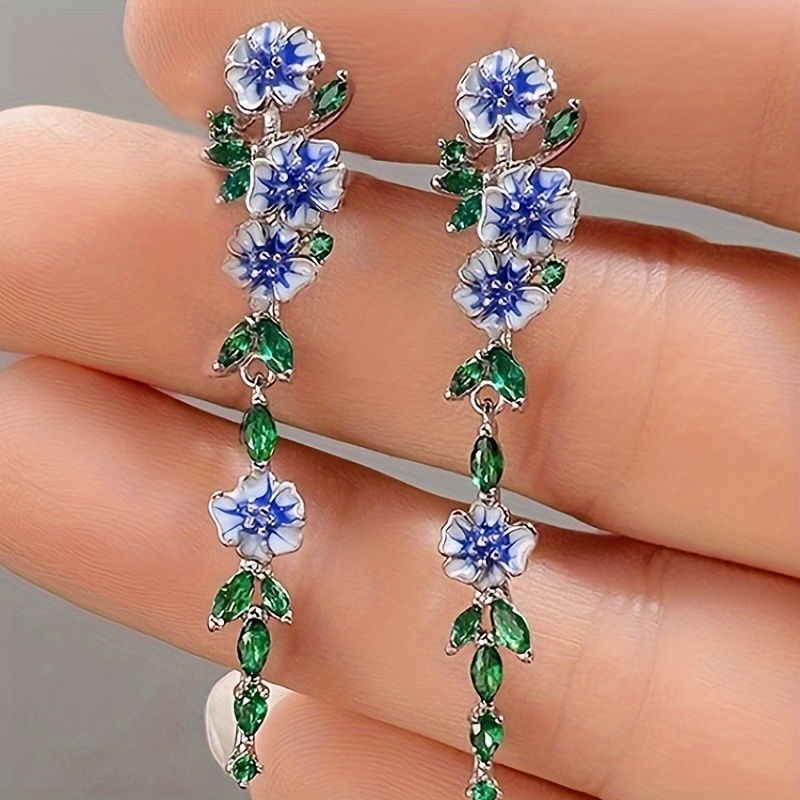 

2pcs Flower Design Alloy Dangle Earrings, Jewelry Exquisite Gift