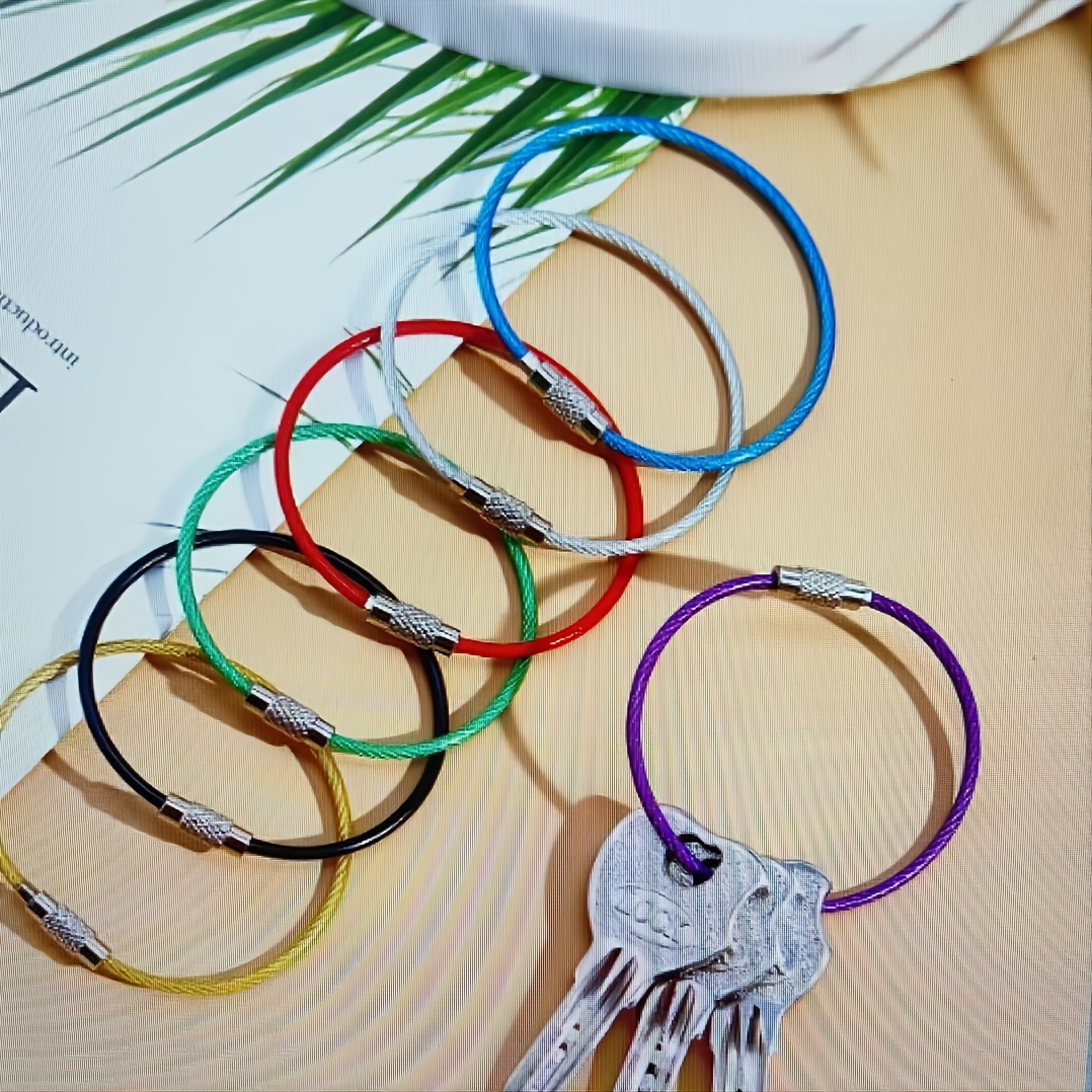 7Pcs Color Stainless Steel Wire Key Ring Decoration
