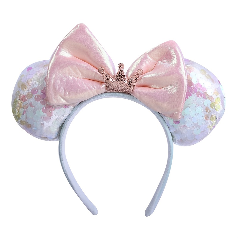 Minnie Mouse Disney Princess Ear Headband with Sequined Bow for Adults