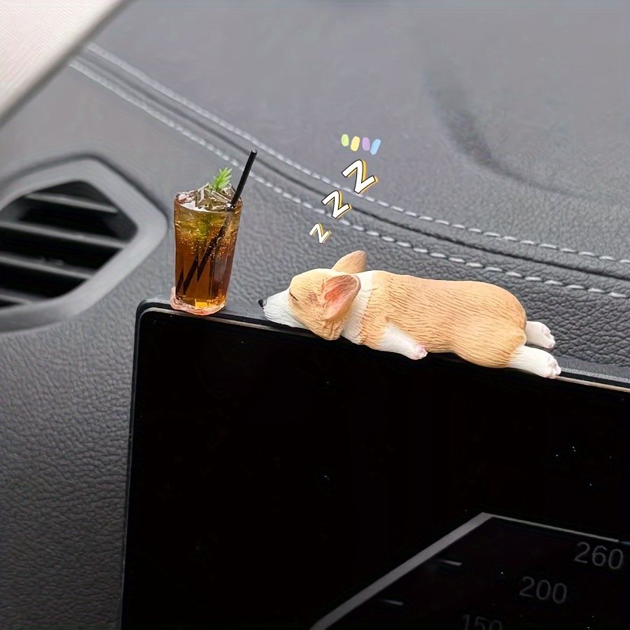 

1pc Resin Mini Corgi Sleeping Figurine, Cute Car Dashboard Decor, Car Interior Accessory, Dog Ornament, Ideal Gift For Car Enthusiasts