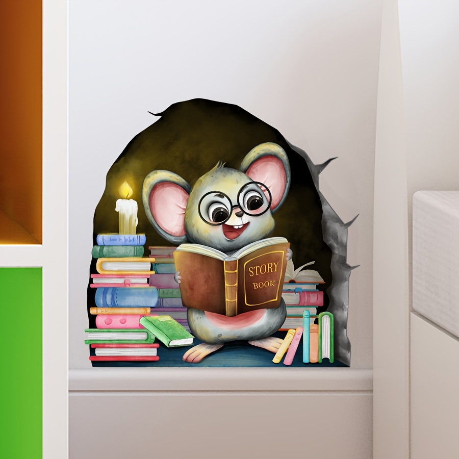 

1pc Realistic Mouse Hole Wall Sticker - Add Fun & Style To Your Home Decor With This Unique Corner Stairs Vinyl Wallpaper!