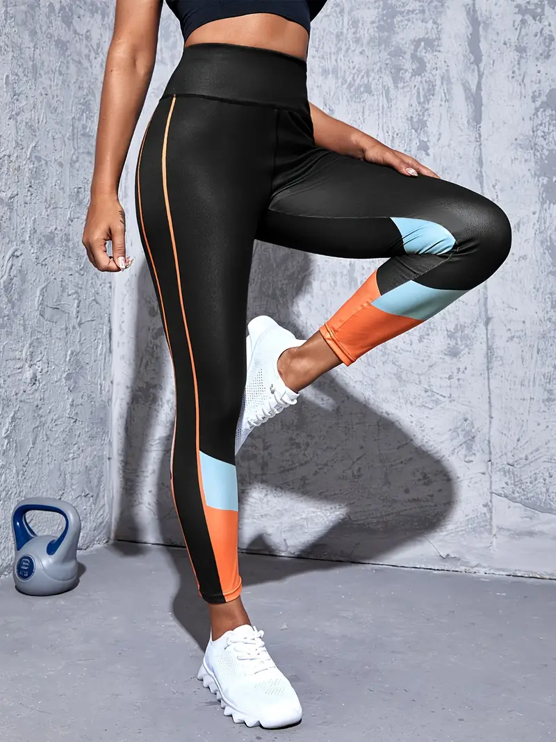Women's Activewear: Color Block Leggings High Stretch Quick - Temu