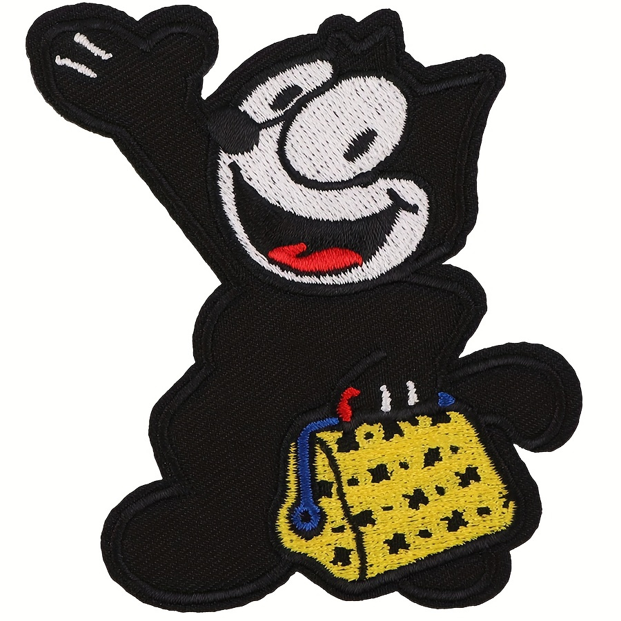 

Inspired Embroidered Iron On Patch, Black Cartoon Character Applique For Jackets, Backpacks, Diy Sewing Projects - Easy Application