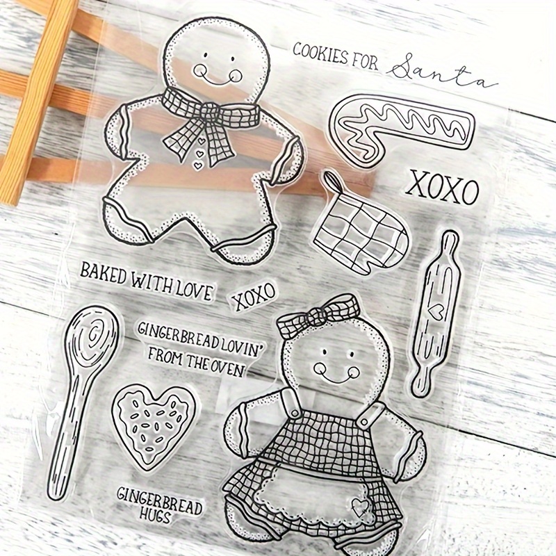 

Christmas Gingerbread Man & Snowman Clear Silicone Stamps Set – Rubber Stencil Kit For Diy Greeting Cards, Scrapbooking, Embossing, And Craft Gifts – Festive Holiday Sentiments Design