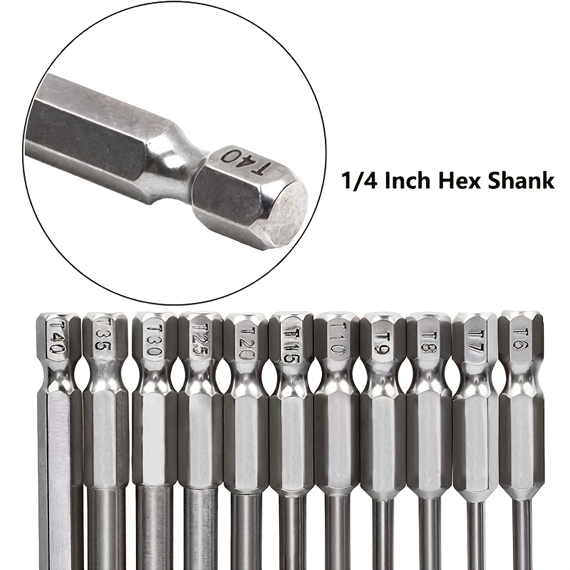 upgrade your toolbox with goxawees 11pcs long torx security head screwdriver drill set 1 4 inch hex shank s2 steel torx bits