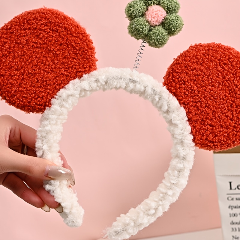 Mouse Ears Headband Flower Hair Hoops for Party Makeup