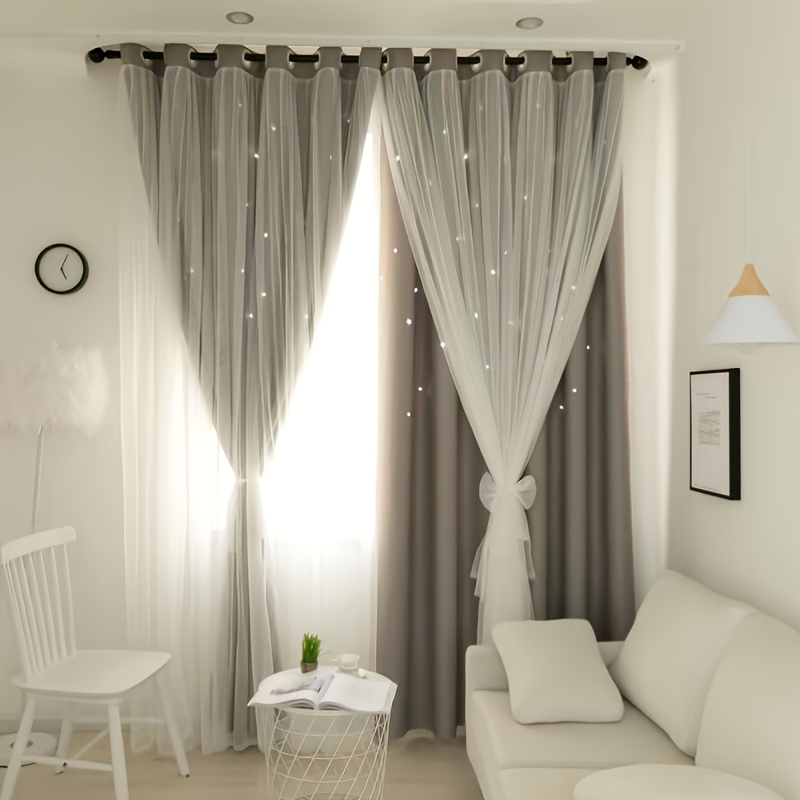 1pc Blackout Sheer Curtains, Window Curtain, Living Room Curtain ...