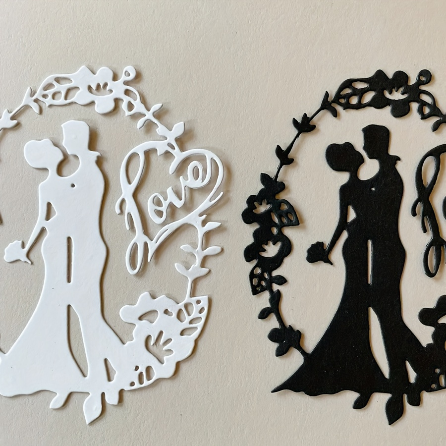 

Activate Jit: A Set Of Bride And Groom Circular Golden Cutting Die, Suitable For Diy Scrapbook Album Decoration Embossed Paper Scrapbook Mold Greeting Card Envelope Making.