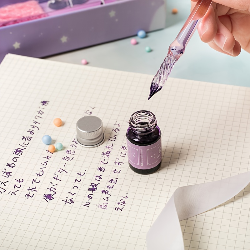 Glass Ink Pen Set Tassel Glass Dip Pen With Ink And Barrel Temu