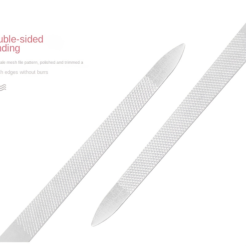 Stainless Steel Nail File Double Sided Buffer Manicure Nail Art Curved Tip