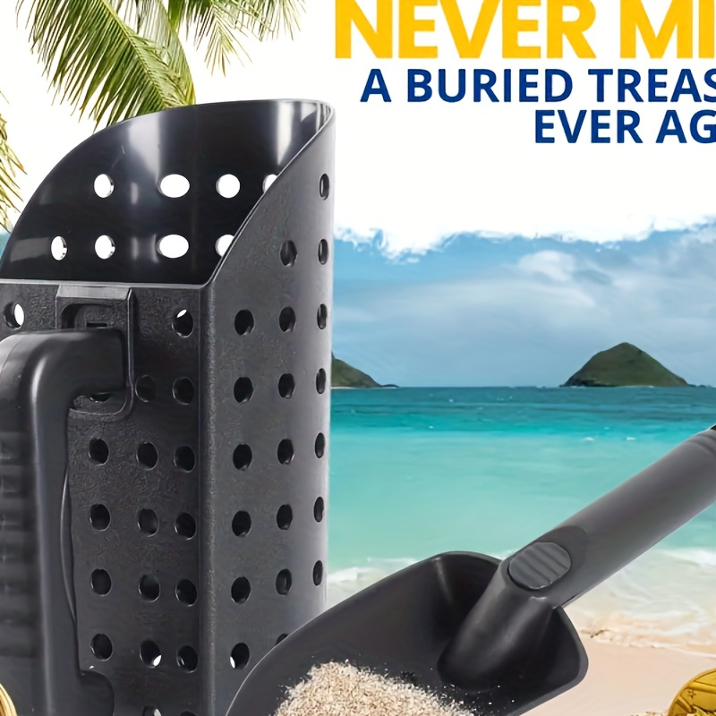 

2-piece Metal Detecting Accessory Kit - Sand Scoop & Shovel Set For Adults, Portable Beach Shell Treasure Hunting Tools, Black