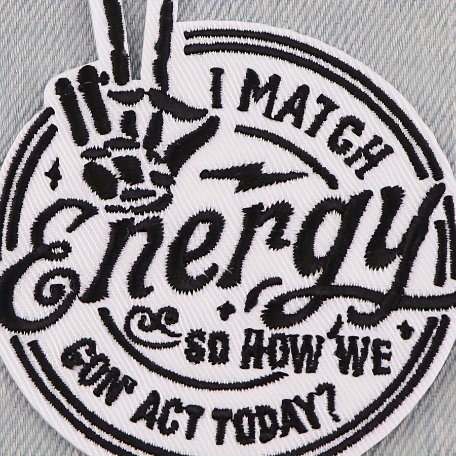 

'i Match Energy' Cartoon Embroidered Patch For Men - Sew Or Iron-on Badge For Clothing, Hats, Denim, And T-shirts