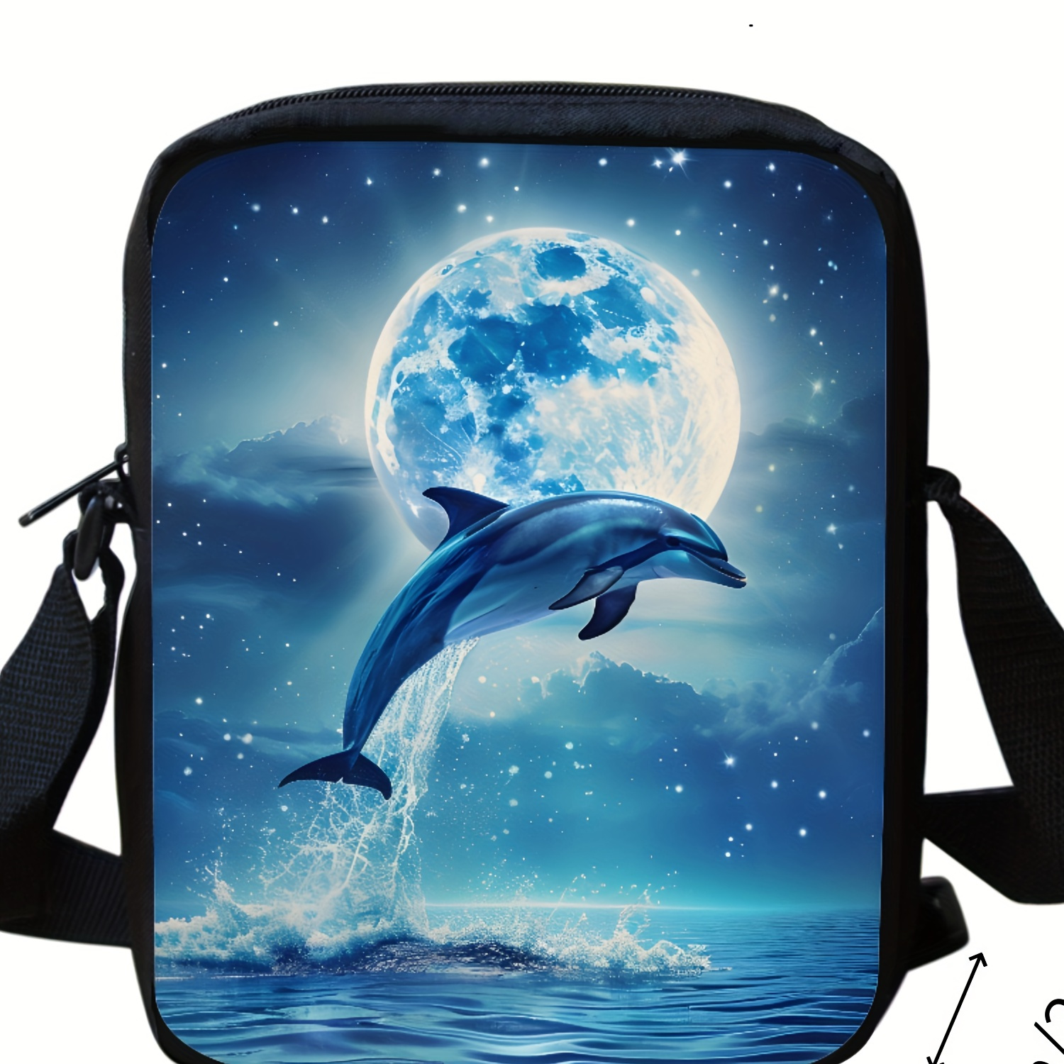 

Starry Night Dolphin Crossbody Bag - Waterproof 600d Polyester, Adjustable Strap, Casual Fashion Shoulder Purse For