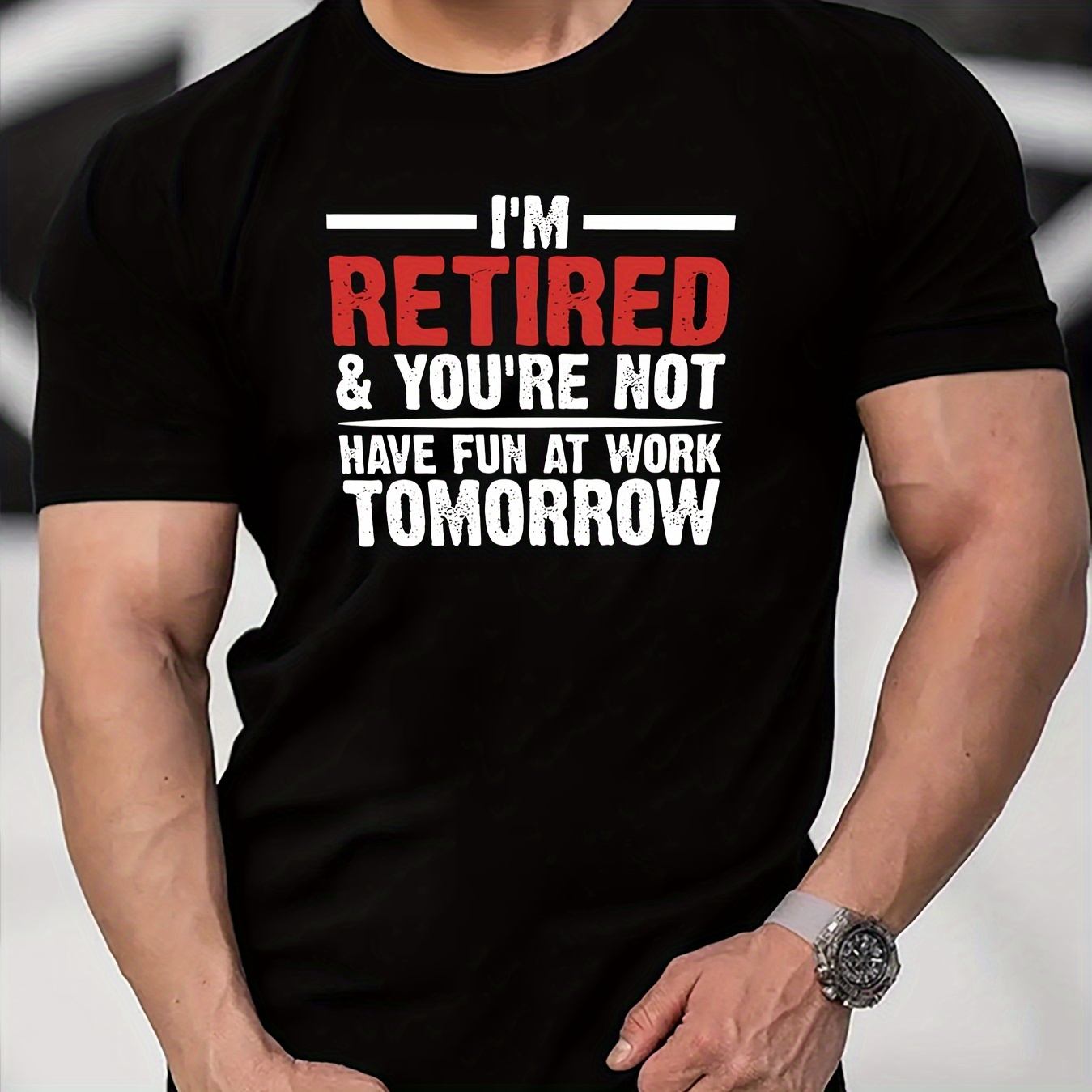 

i'm Retired" Letters Print Casual Crew Neck Short Sleeve Tops For Men, Quick-drying Comfy Casual Summer T-shirt For Daily Wear Work Out And Vacation Resorts