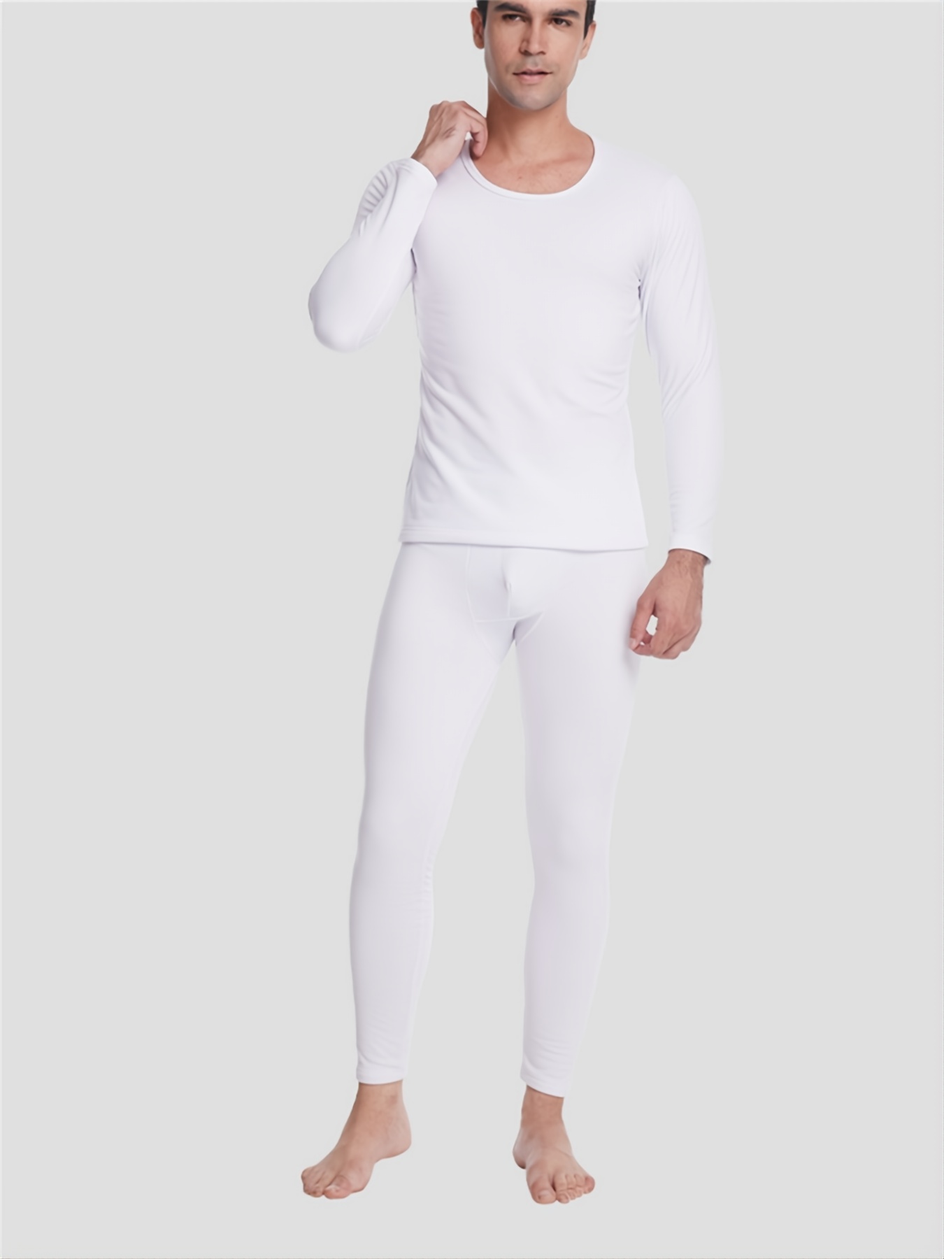 Men's Top Bottom Set Long Johns Thermal Underwear, With Base Layer Fleece  Lined