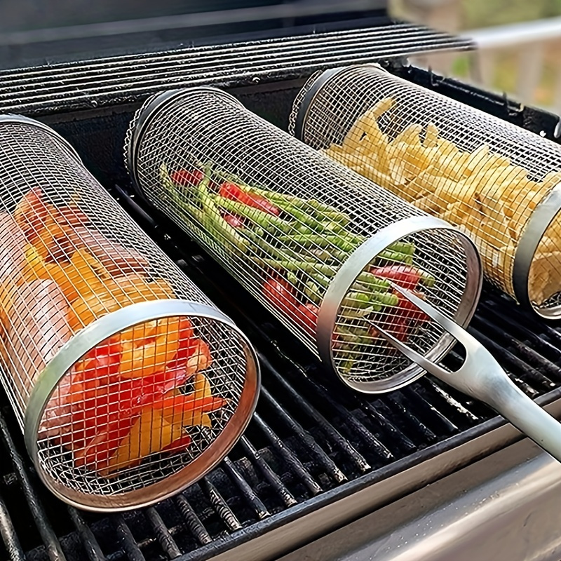 

2-piece Stainless Steel Bbq Grill Basket Set - Perfect For Fish, Vegetables & More - Transparent, Ideal For Home & Outdoor Cooking