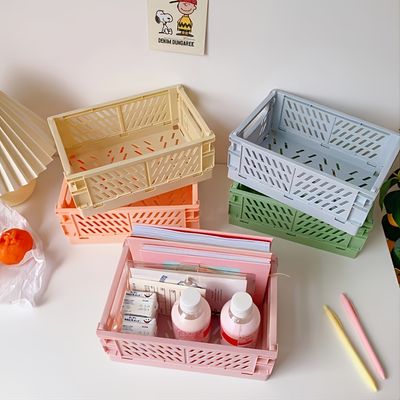 1pc Foldable Storage Basket Plastic Baskets For Shelf Storage Organizing(8*5.6*3.66 Inches)