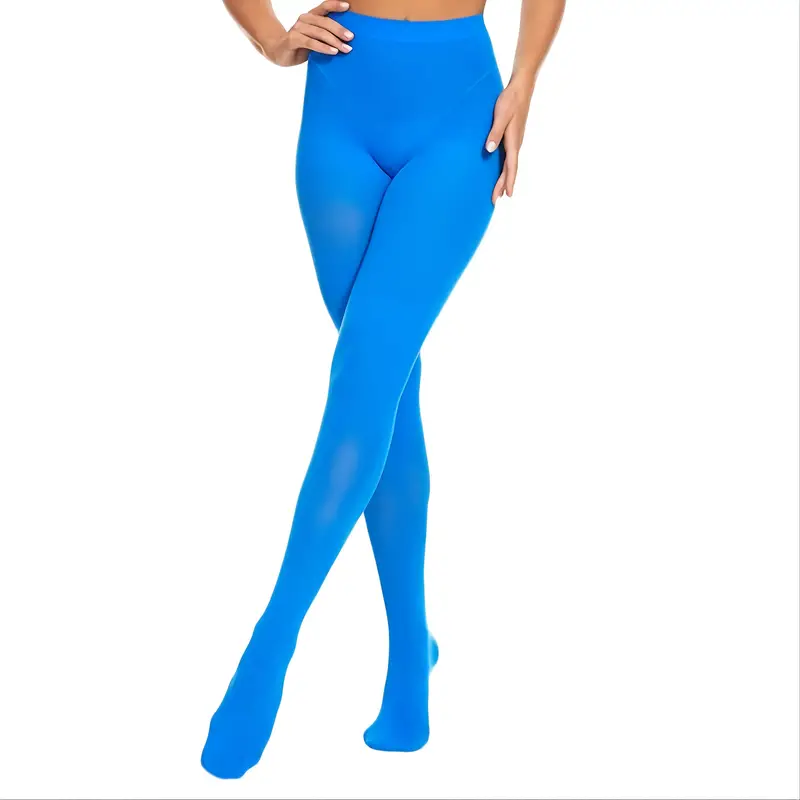 Women's 80 D Royal Blue Tights Soft Opaque Solid Color Footed Pantyhose