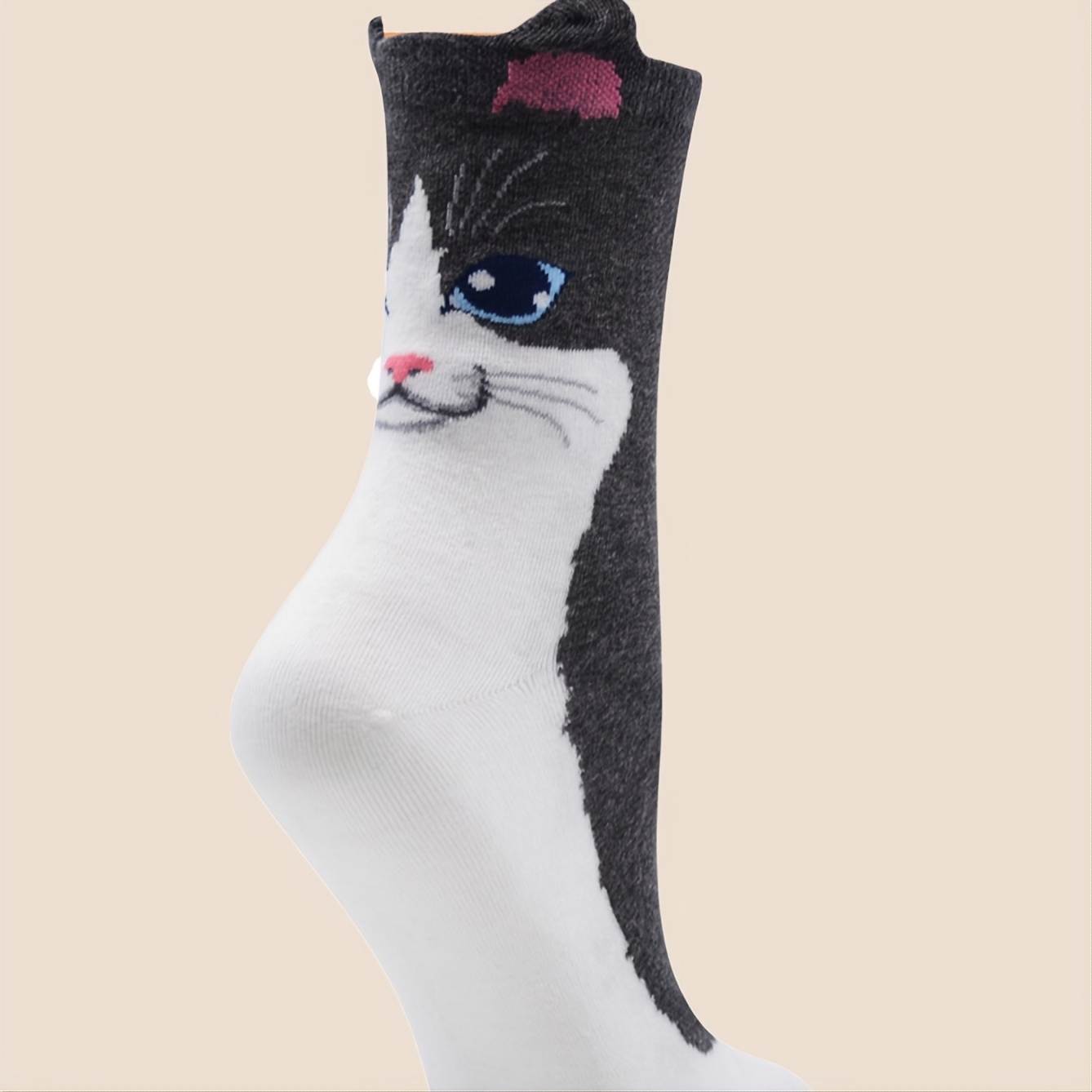 5 Pares Calcetines Estampado Gato Dibujos Animados Cómodos - Temu