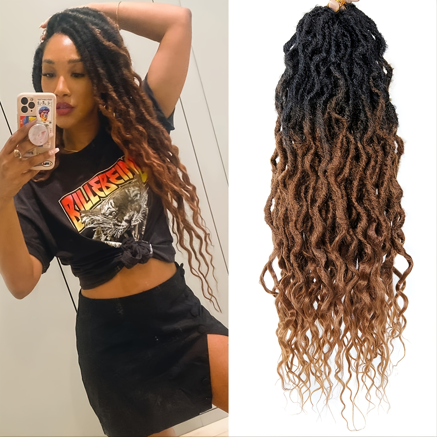 6packs Ombre Gypsy Queen Goddess Locs Crochet Hair With Curly Ends
