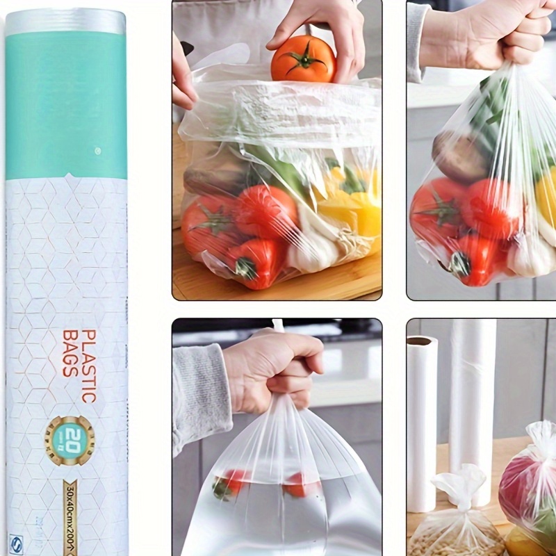 

200-pack Disposable Plastic Food Storage Bags With Drawstring - Leak-proof, Stain & Water-resistant, , Sealable Bags For Produce, Snacks, Grocery - Ideal For Travel & Outdoor Use