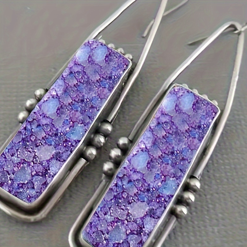 

2pcs Purple Retro Bohemian Earrings, Faux Turquoise Earrings, Men's And Women's Earrings, Vintage Earrings Jewelry, Great Christmas Thanksgiving Day Gift, New Year's Gift