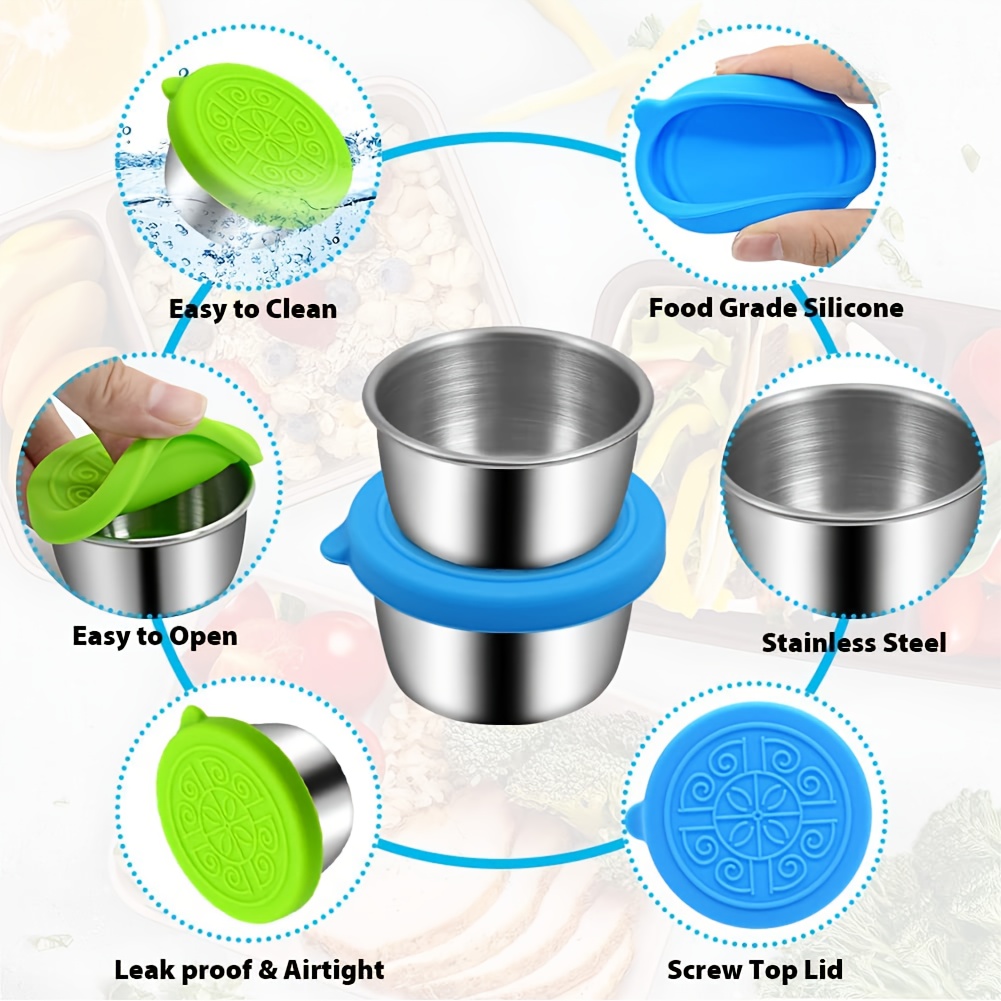 Food Dispensers, Stainless Steel Seasoning Containers With Lids, Reusable  Sauce Containers, Salad Dressing Containers, For Travel, Office And School,  Kitchen Accessories - Temu