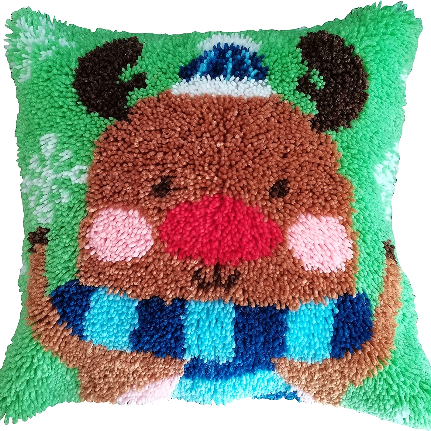 Latch Hook Kits for Kids with Printed Bear Canvas DIY Throw Pillow Cover  Pattern Sofa Cushion