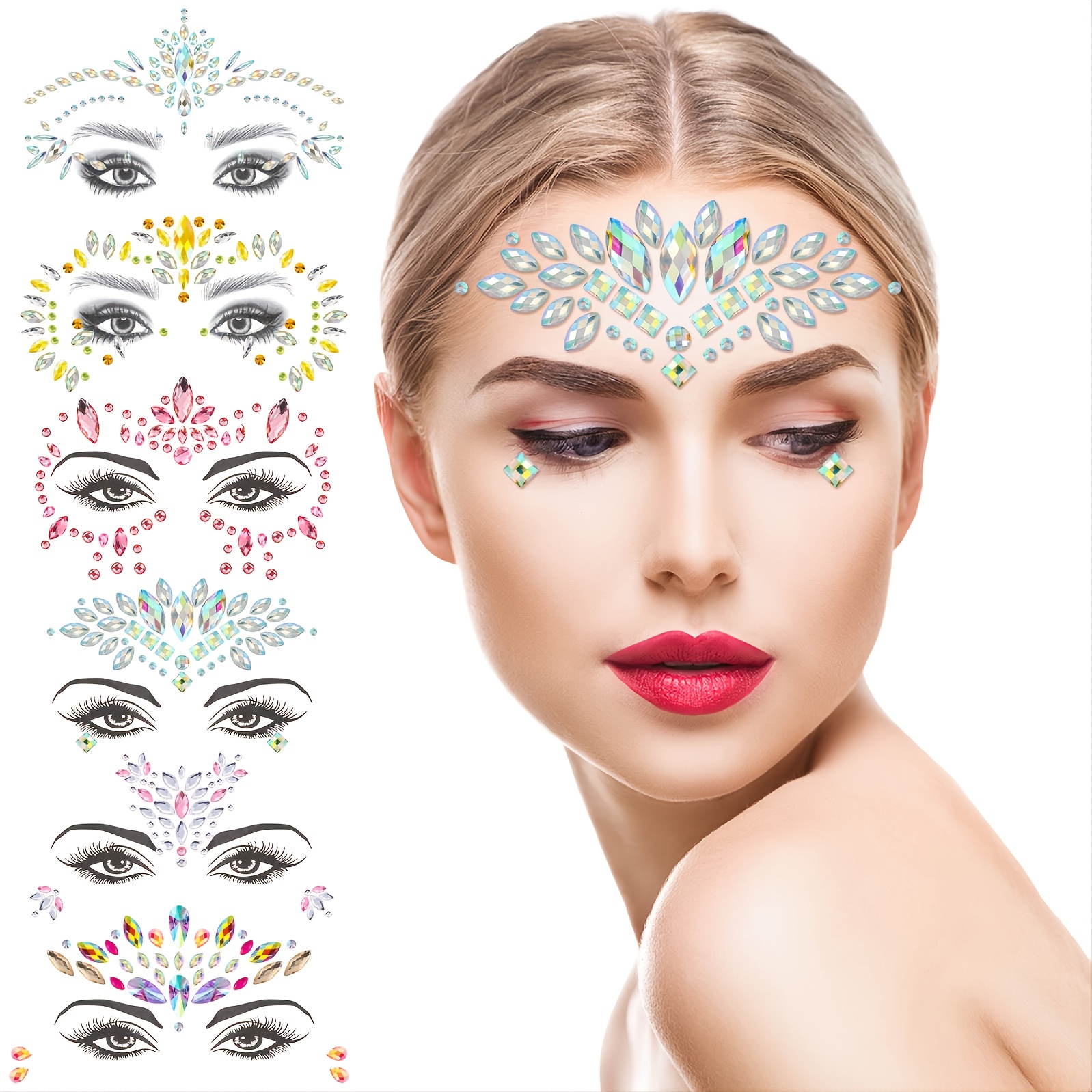 Shiny Makeup Rhinestones Eyebrow Jewelry Sticker ) Face Diamo 3D Tattoo