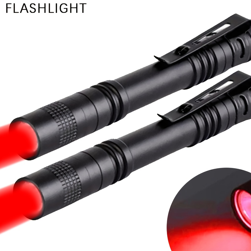 

1pc/2pcs Portable Red Light Flashlights, For Camping, Hiking, Beeeeping, Astrology, And Aviation, Outdoor Activities And Protection - Pocket Sized Torch With 1 Mode (batteries Not Included)