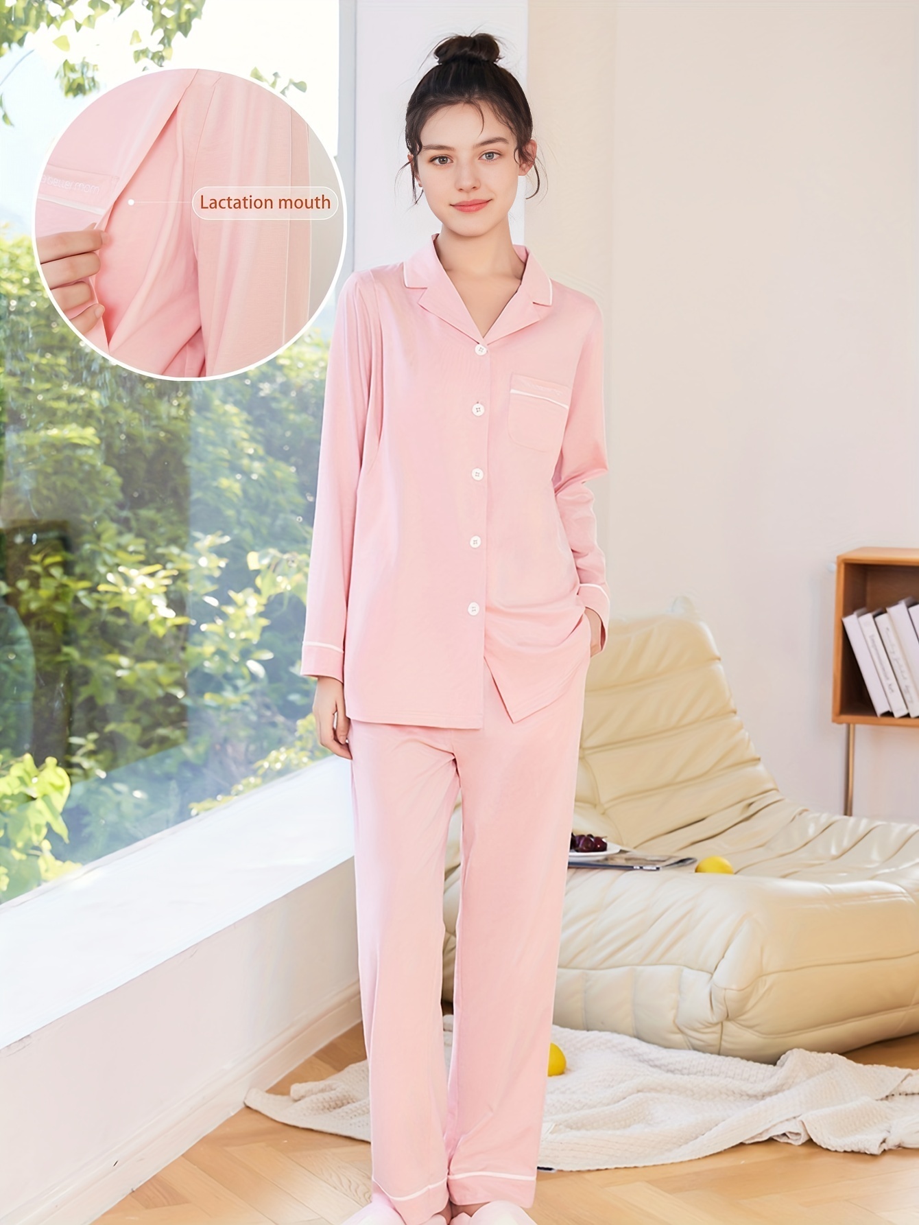 Maternity Women's Cotton Pajama Comfy Breastfeeding Button - Temu
