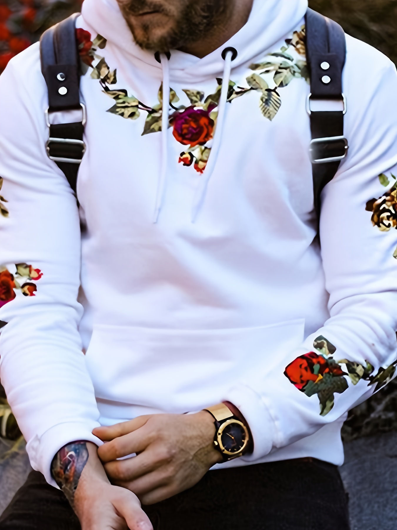 Retro Flower Print Hoodie, Cool Hoodies For Men, Men's Casual Graphic  Design Pullover Hooded Sweatshirt With Kangaroo Pocket Streetwear For  Winter Fal