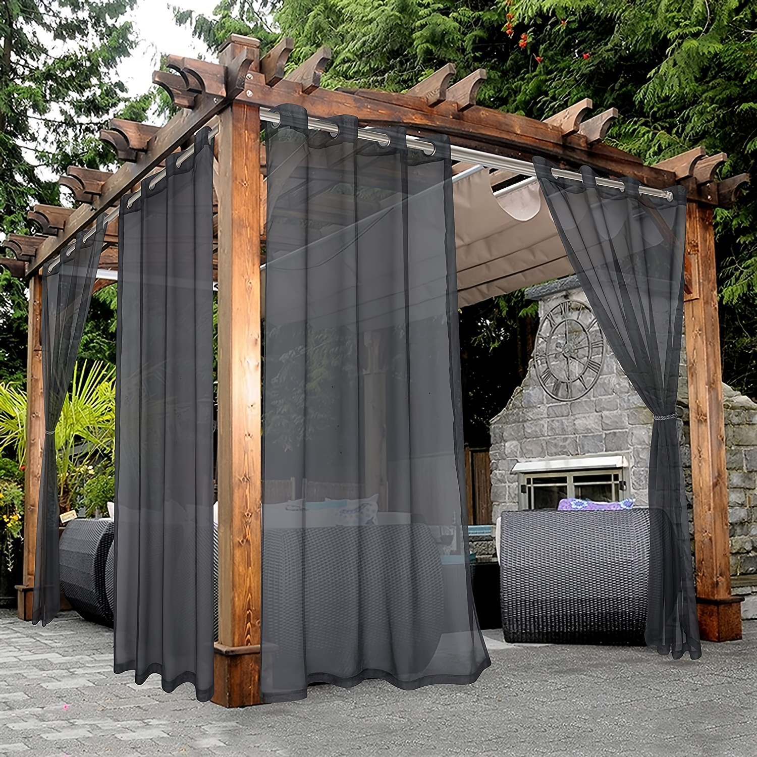 Cortina para exteriores impermeable para patio, aislamiento térmico,  bloqueo de luz solar UV, resistente al viento, cortina exterior para
