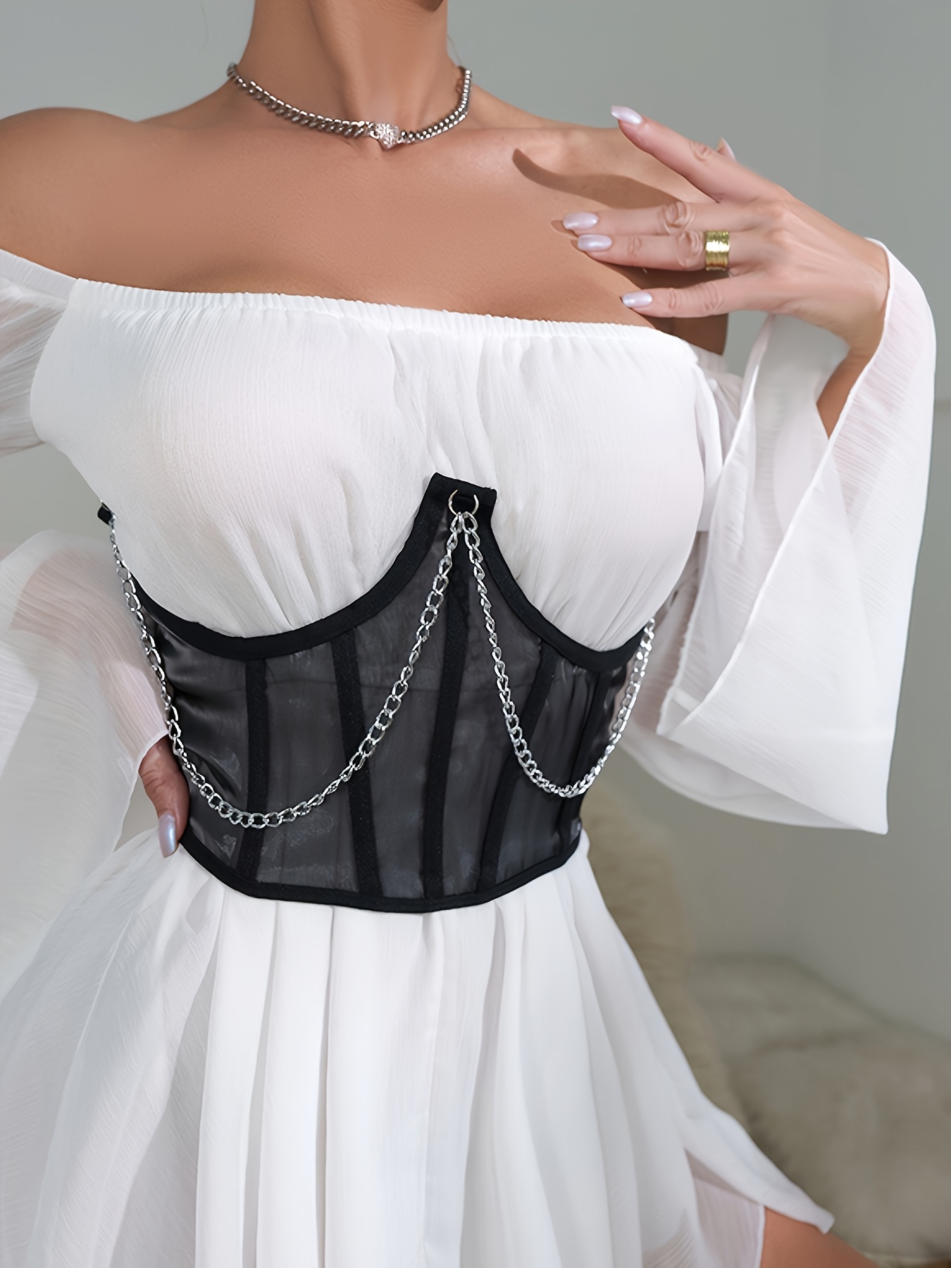 Womens Underbust Boned Satin Bustier Lace Back Corset Belt Waist