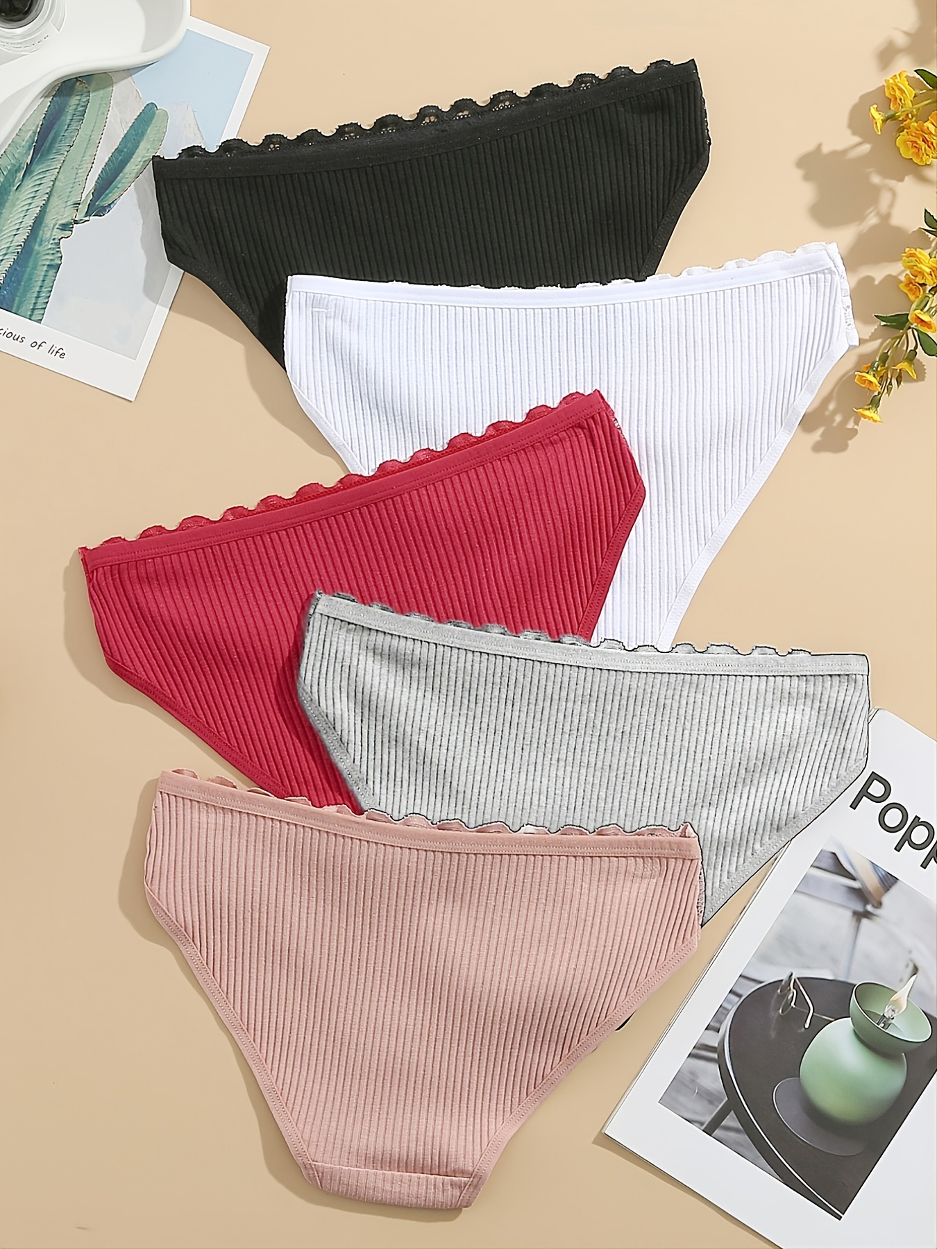 Cotton Panties Multiple Pieces Solid Color Women's Panties - Temu