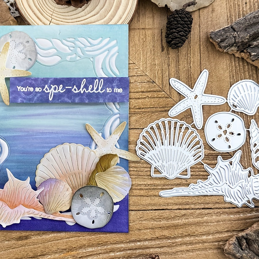 

Lovely Beach Shells Seabed Ocean Starfish Metal Cutting Dies, Diy Scrapbooking Album Greeting Cards Cutting Dies, Home Decoration Holiday Blessing Card Cutting Dies