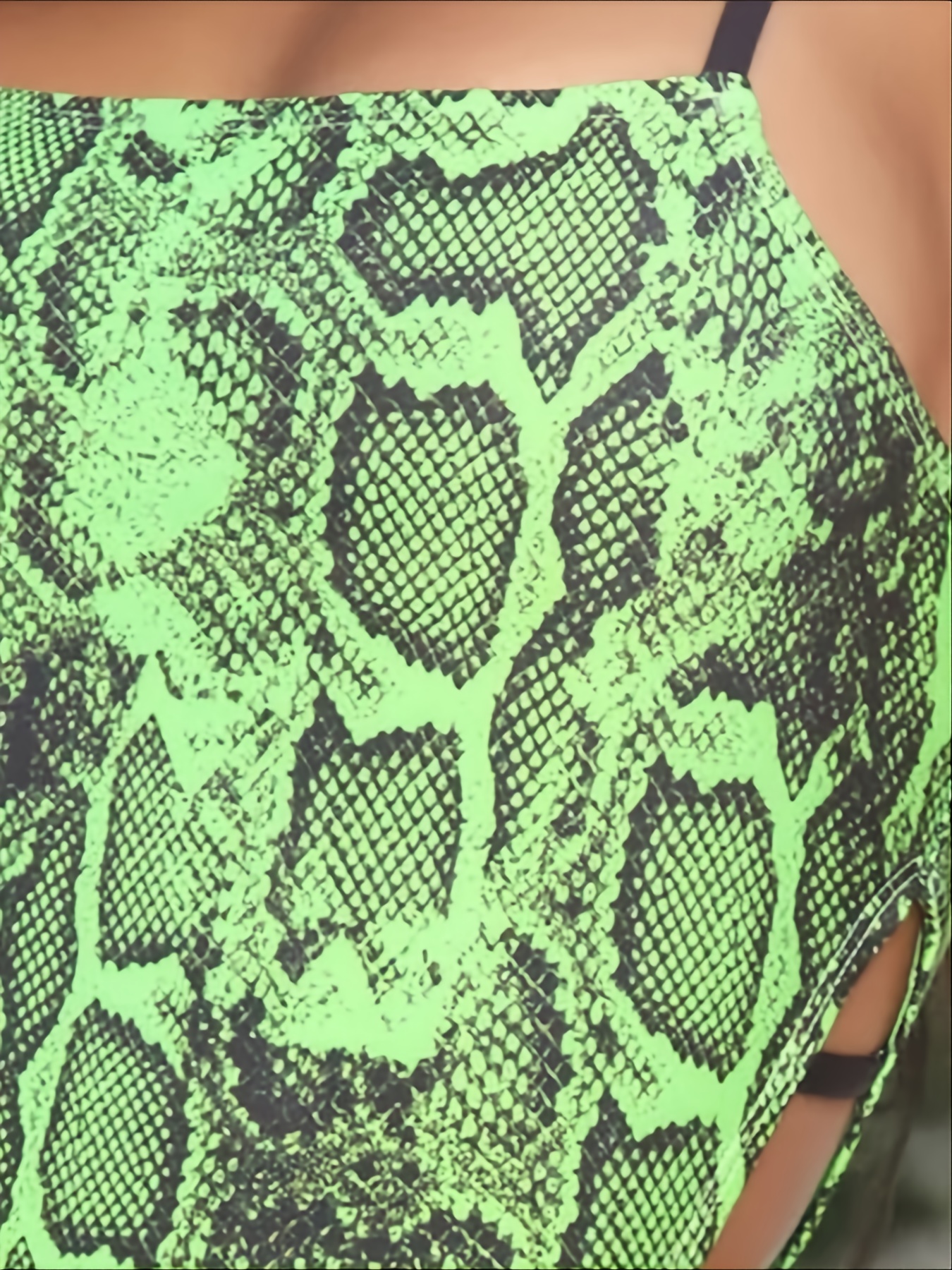 Snake Print Crop Top Neon Green Streetwear Spaghetti Strap