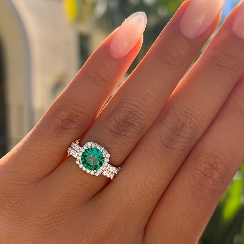 

2pcs Set: - Emerald For Women - For Day & , Zirconia Accents