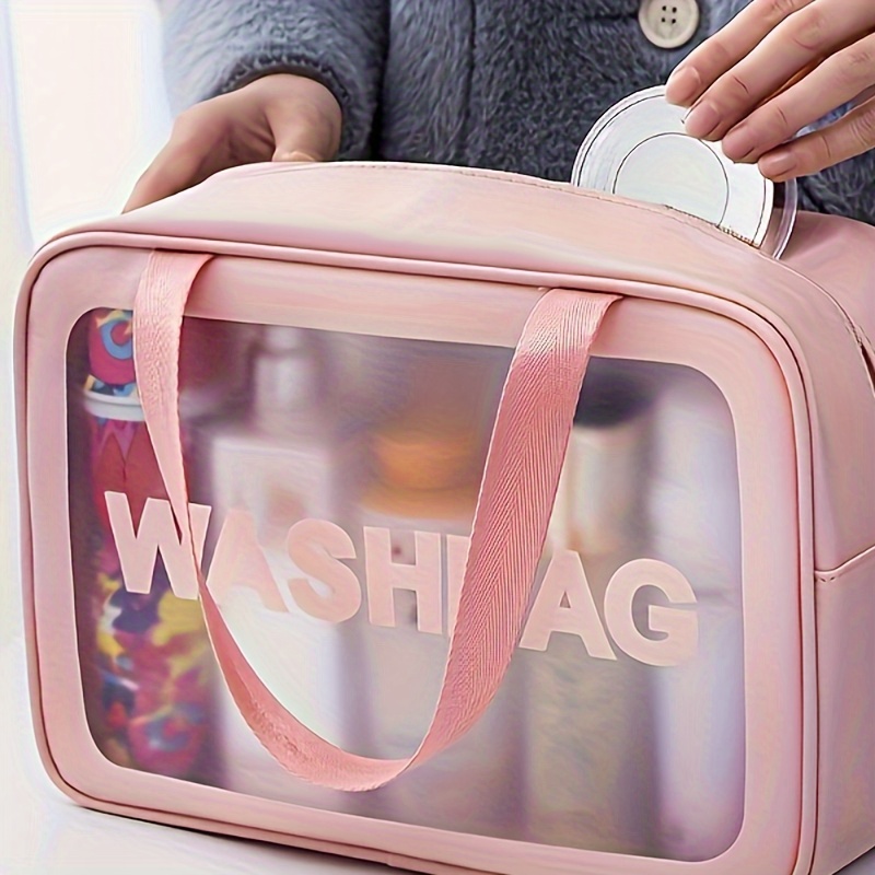 

New Hand-held Cosmetic Bag, Large Capacity Portable Travel Storage Wash Bag, Waterproof Transparent Cosmetic Storage Bag