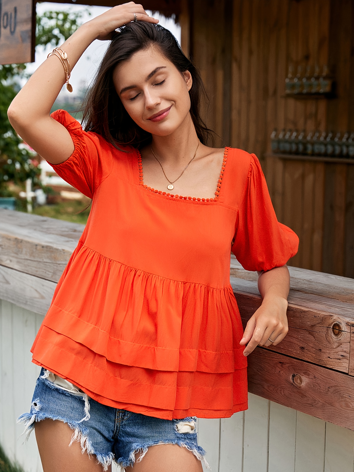 Layered store ruffle tops