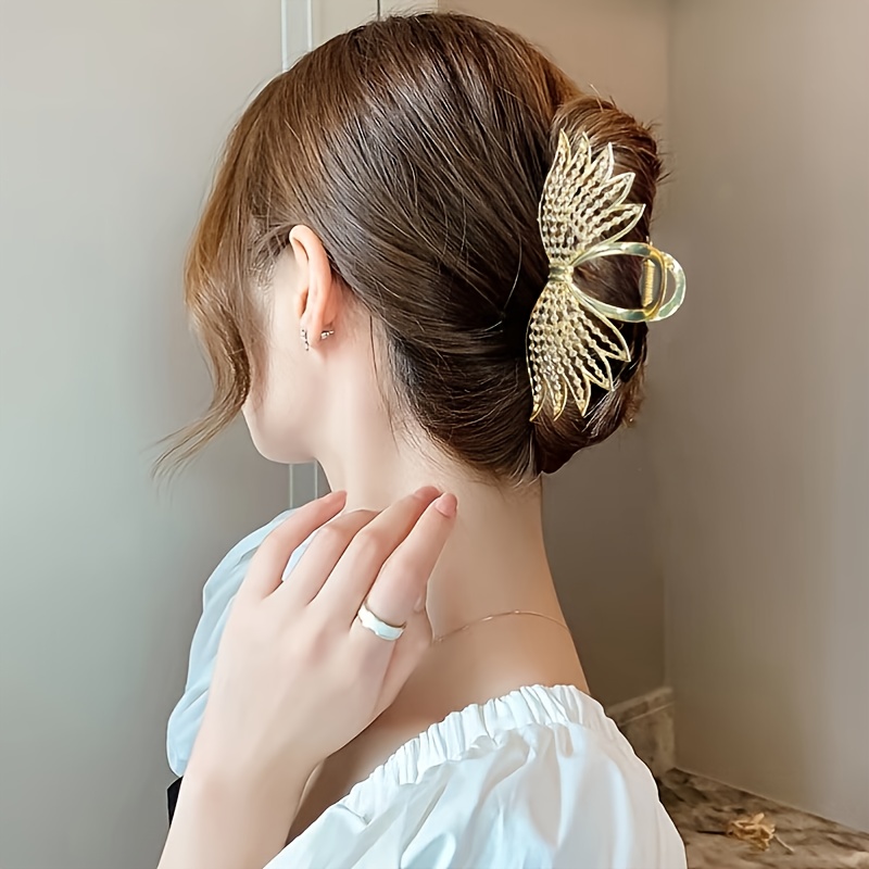 Rhinestone Butterfly Hair Claw With Tassel - Elegant Metal Enamel Flower  Hair Clips For Women's Hair Accessories - Temu