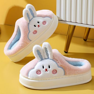 Women's Cute Rabbit Thick Sole Plush Slippers Warm Indoor Fluffy Slippers  Women's Footwear | High-quality & Affordable | Temu