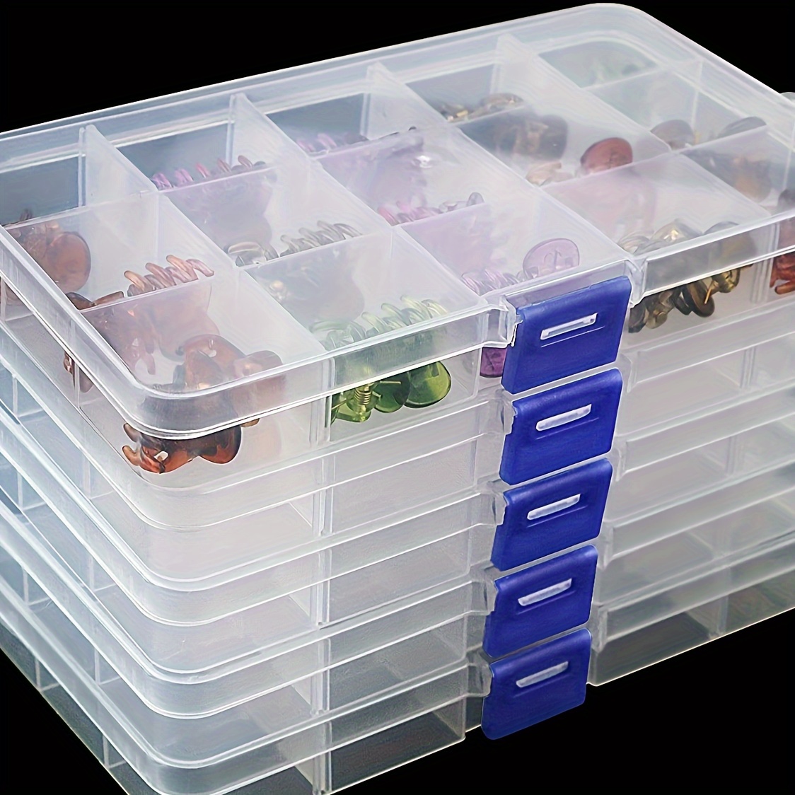 

1/4pcs Classic Style Clear Plastic Bead Storage Containers With Adjustable 10/15 Grids, Durable Jewelry And Small Parts Organizer, Travel-friendly Craft Supplies Case