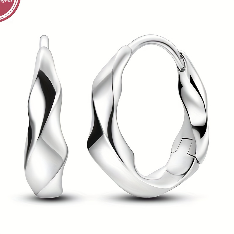 

Elegant 925 Sterling Silver Twisted Hoop Earrings With Unique Irregular Patterns - Perfect Gift For Her, & , Ear , Fashion Accessories, 4.5g, Holiday Gift