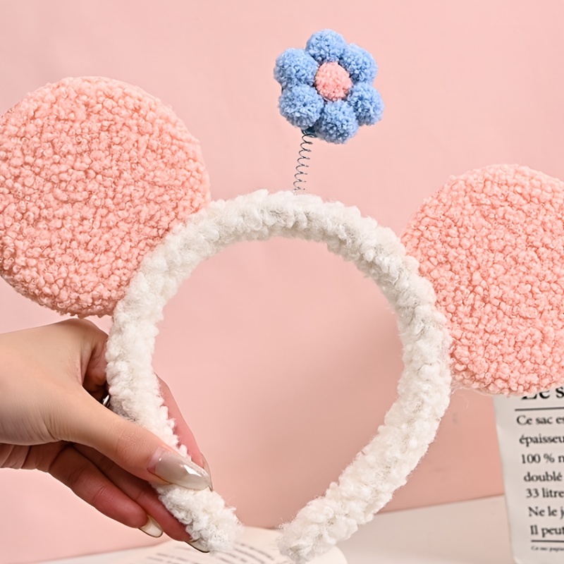 Mouse Ears Headband Flower Hair Hoops for Party Makeup