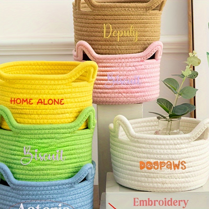 

Personalized Cotton Rope Basket - Travel Organizer For Cosmetics And Accessories